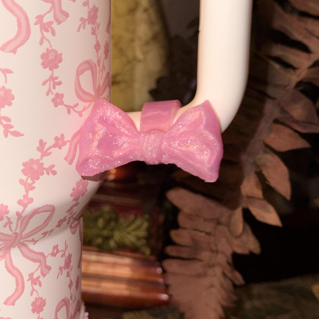 NEW Pink Shimmer LSF Couquette Ribbon Bow Tumbler Boot, lid topper, handle charms, Fit the Love Shack Fancy Stanley, Unique Accessories