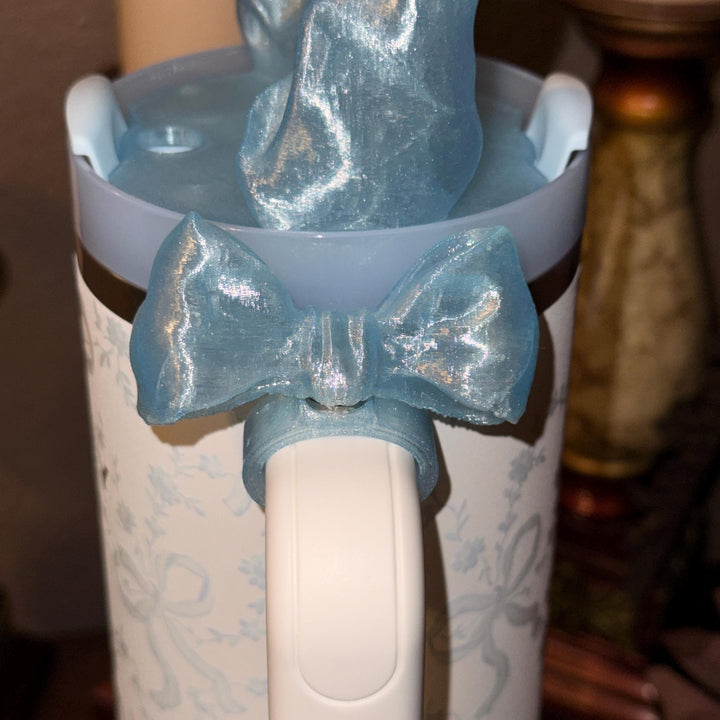 NEW Baby Blue Sparkle LSF Couquette Ribbon Bow Tumbler Boot, lid topper, handle charms, Fit the Love Shack Fancy Stanley, Unique Accessories