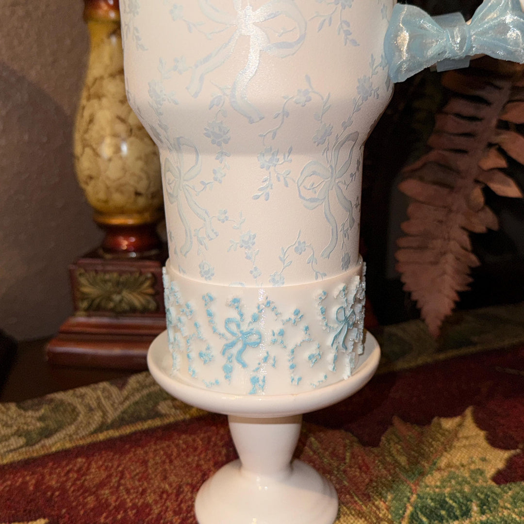 NEW Baby Blue Sparkle LSF Couquette Ribbon Bow Tumbler Boot, lid topper, handle charms, Fit the Love Shack Fancy Stanley, Unique Accessories