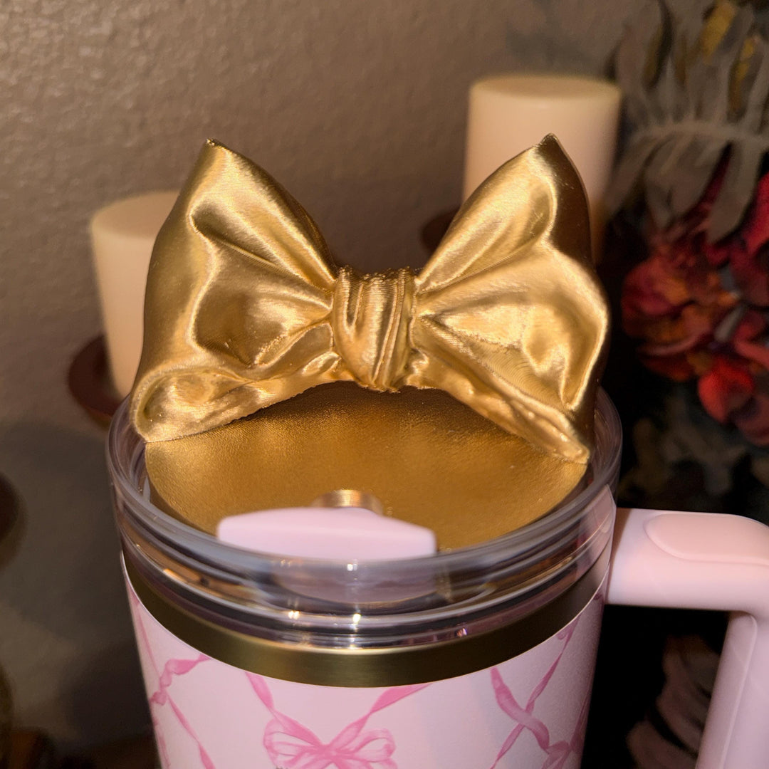 NEW Gold LSF Couquette Ribbon Bow Tumbler Boot, lid topper, handle charms, Fit the Love Shack Fancy Stanley, Unique Accessories