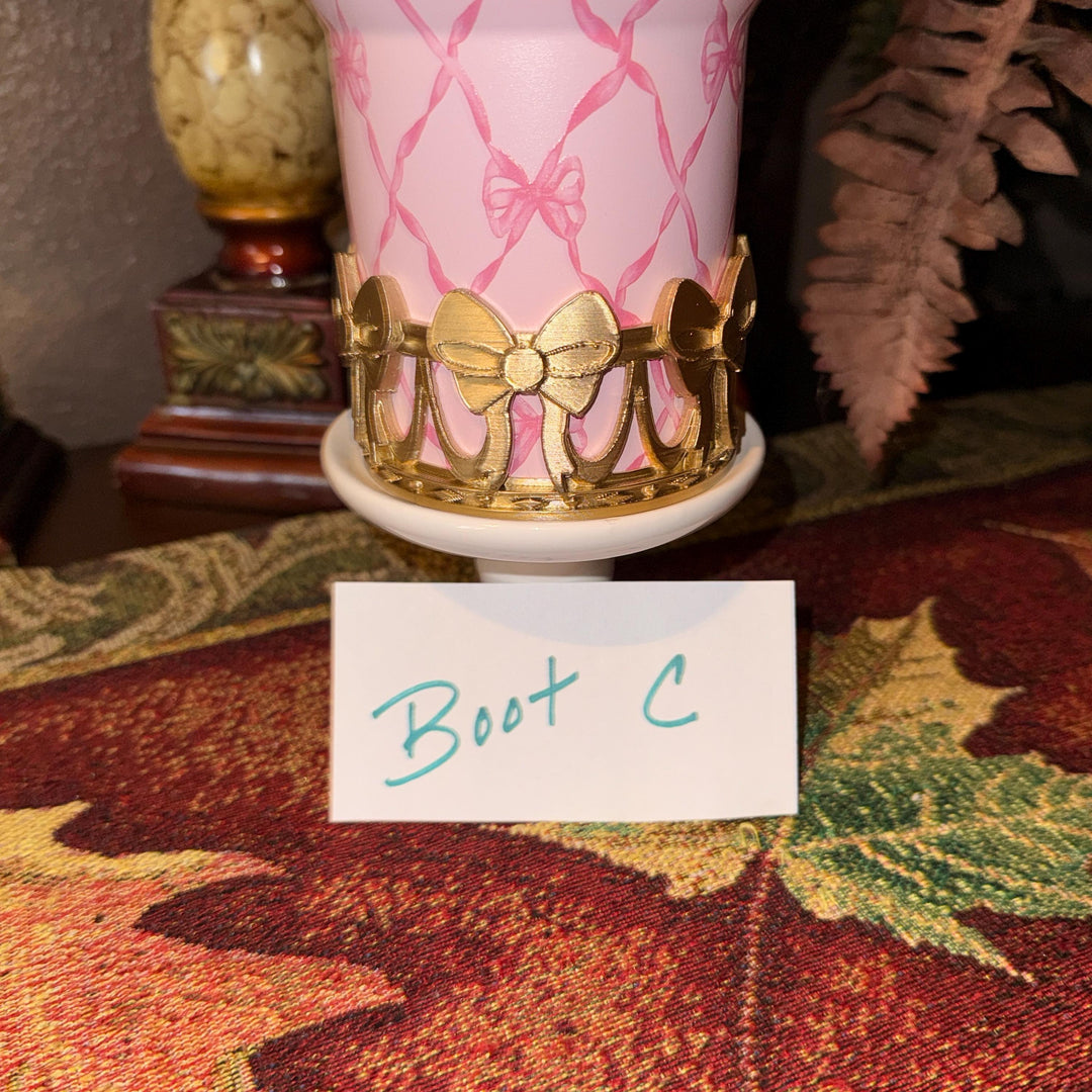 NEW Gold LSF Couquette Ribbon Bow Tumbler Boot, lid topper, handle charms, Fit the Love Shack Fancy Stanley, Unique Accessories