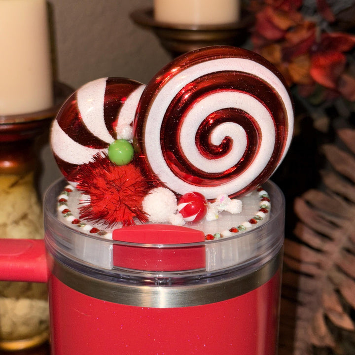 Whimsical Christmas Candy Topper, Merry Christmas Tumbler Topper 3D Decorative Lid, fits your Stanley tumbler lid, unique Christmas gift