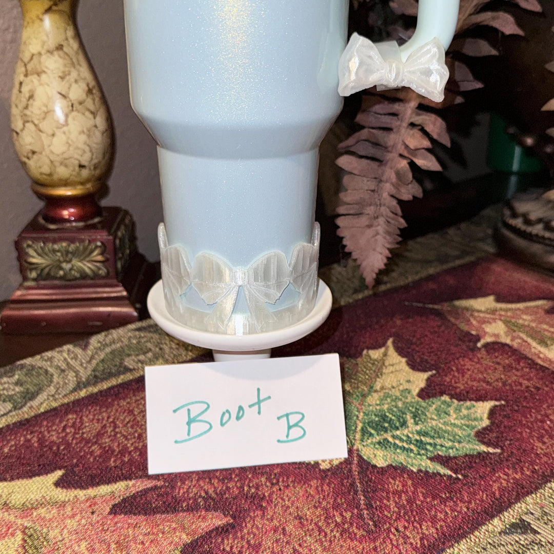 NEW Translucent Clear LSF Couquette Ribbon Bow Tumbler Boot, lid topper, handle charms, Fit the Love Shack Fancy Stanley, Unique Accessories