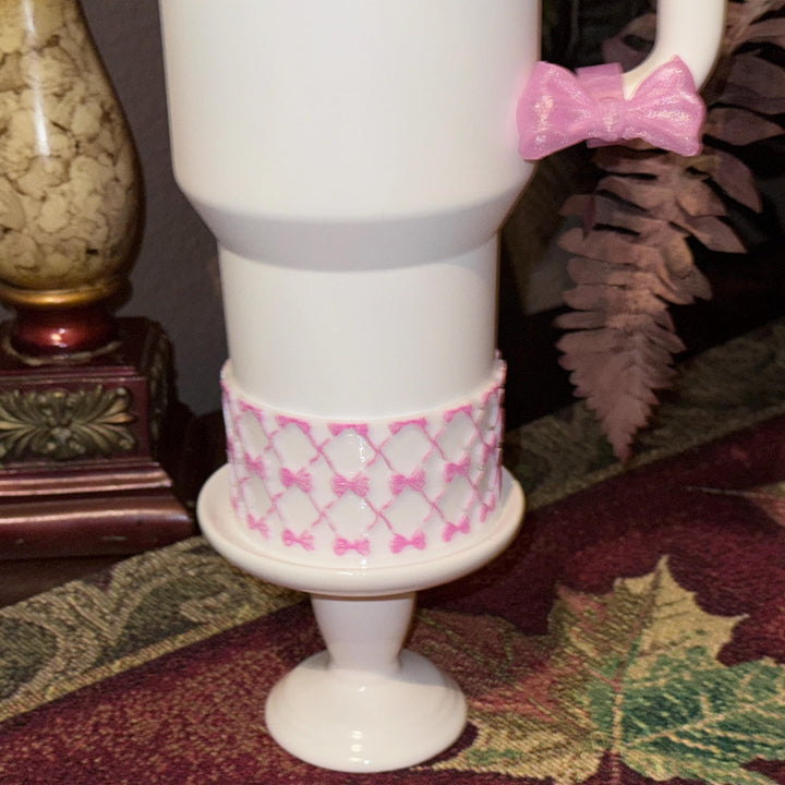 NEW Pink Shimmer LSF Couquette Ribbon Bow Tumbler Boot, lid topper, handle charms, Fit the Love Shack Fancy Stanley, Unique Accessories