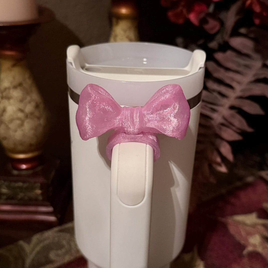NEW Pink Shimmer LSF Couquette Ribbon Bow Tumbler Boot, lid topper, handle charms, Fit the Love Shack Fancy Stanley, Unique Accessories