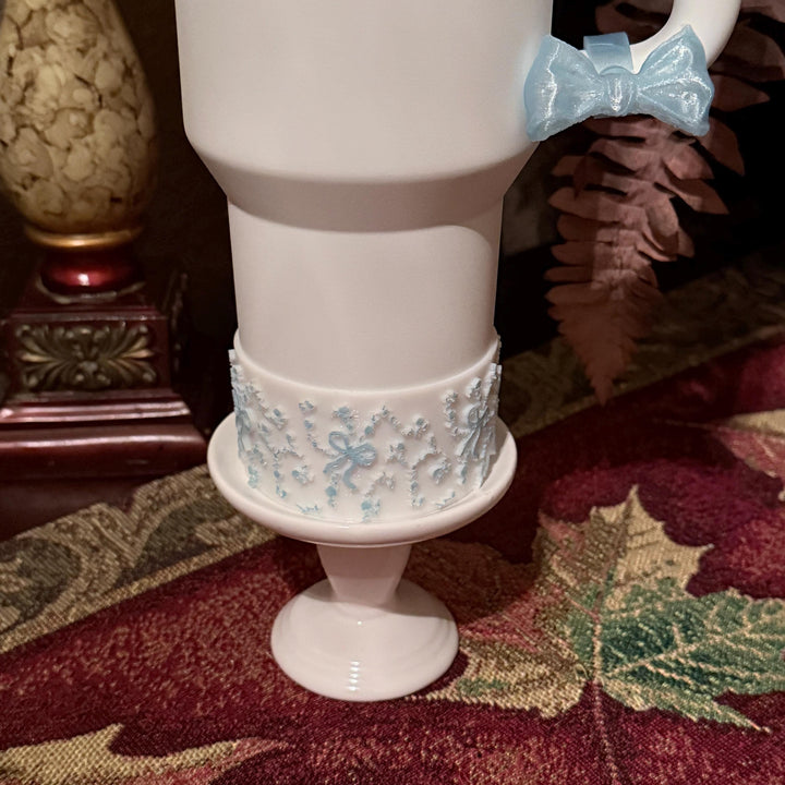 NEW Baby Blue Sparkle LSF Couquette Ribbon Bow Tumbler Boot, lid topper, handle charms, Fit the Love Shack Fancy Stanley, Unique Accessories