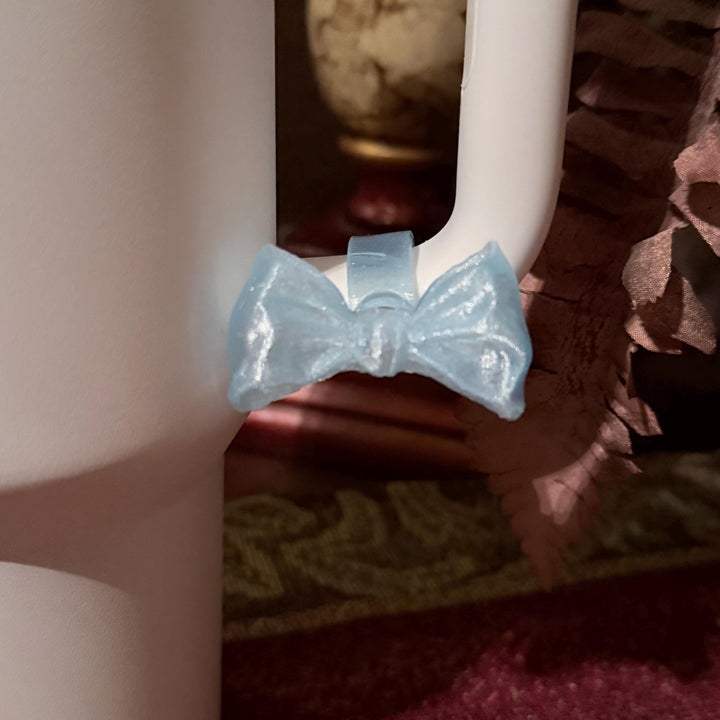 NEW Baby Blue Sparkle LSF Couquette Ribbon Bow Tumbler Boot, lid topper, handle charms, Fit the Love Shack Fancy Stanley, Unique Accessories