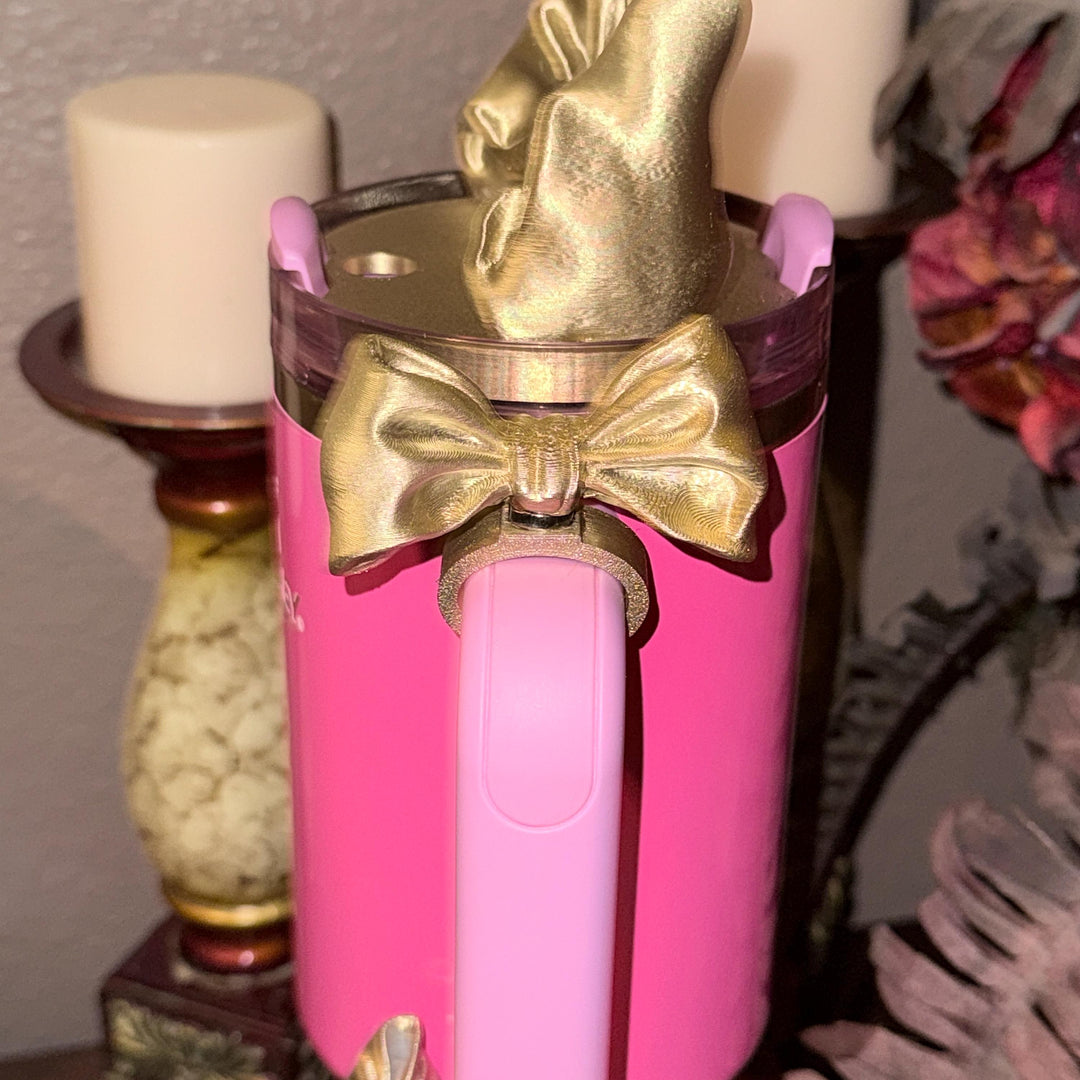 NEW Gold LSF Couquette Ribbon Bow Tumbler Boot, lid topper, handle charms, Fit the Love Shack Fancy Stanley, Unique Accessories