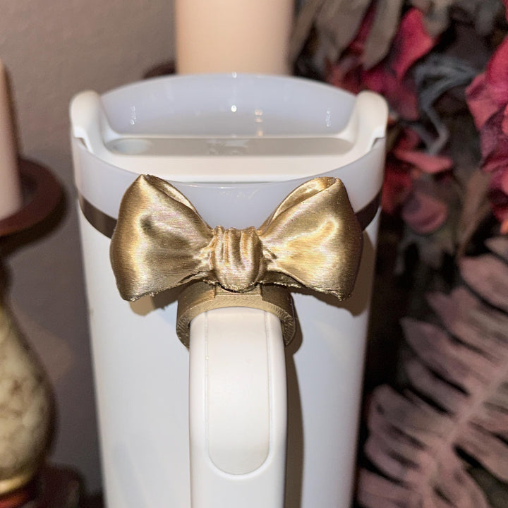 NEW Gold LSF Couquette Ribbon Bow Tumbler Boot, lid topper, handle charms, Fit the Love Shack Fancy Stanley, Unique Accessories