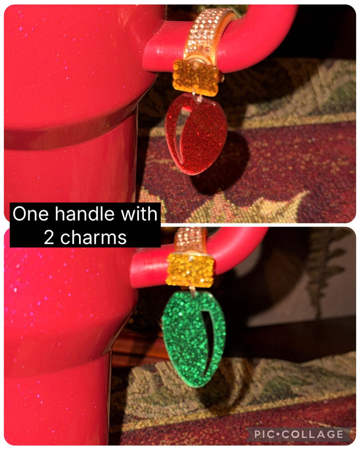 Beautiful Christmas Handle Clip Magnetic Tumbler Charm Accessory, fit 20/30 or 40 oz tumblers, unique gift, tree, Ho Ho Ho, reindeer, cookie