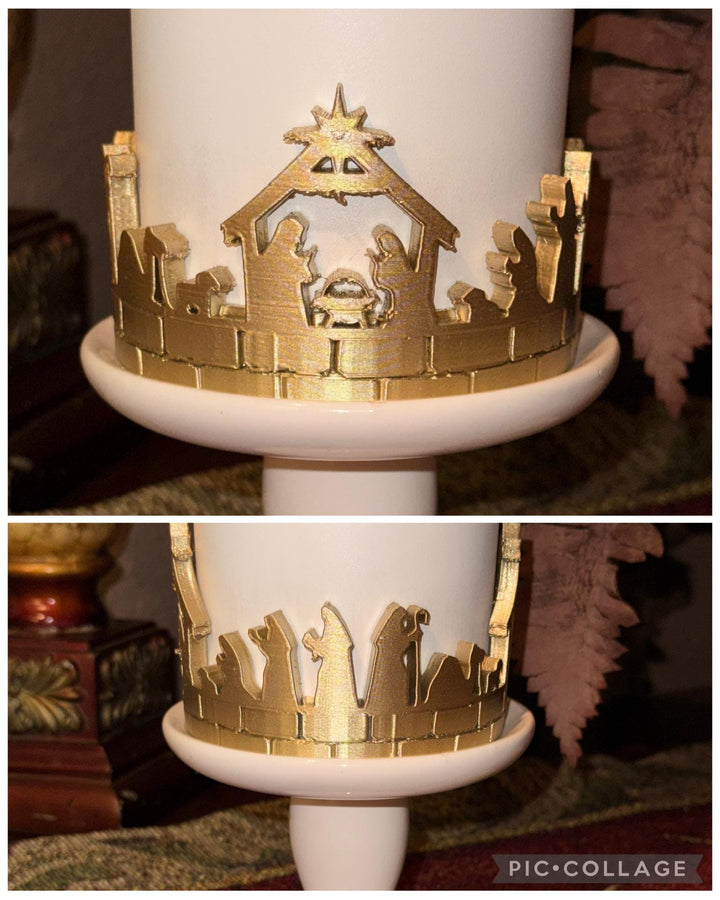 Gold White Nativity Scene Jesus Mary, Tumbler Boot or toppers, star handle charms, Stanley Tumbler Accessories, Starlight Shimmer