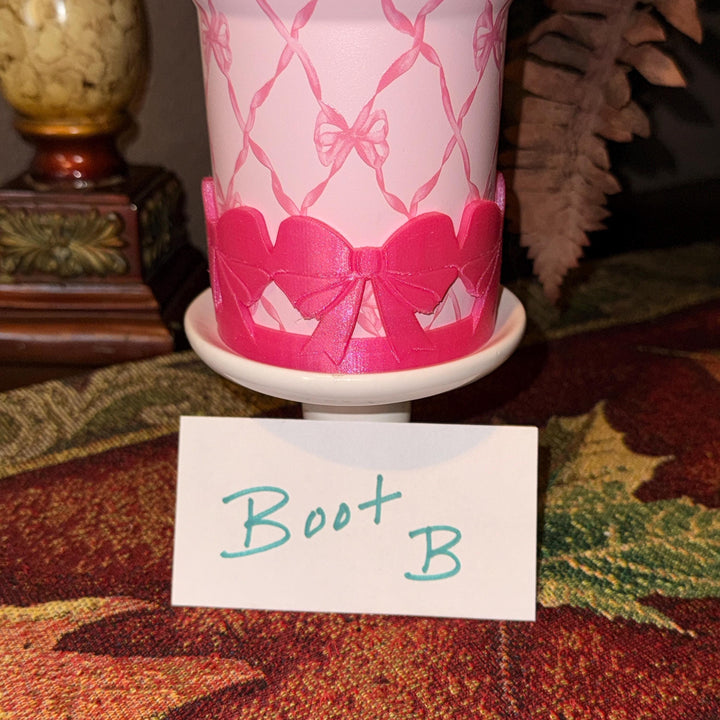 NEW Pink Punch LSF Coquette Ribbon Bow Tumbler Boot, lid topper, handle charms, Fits Stanley and other brands, Unique Accessories