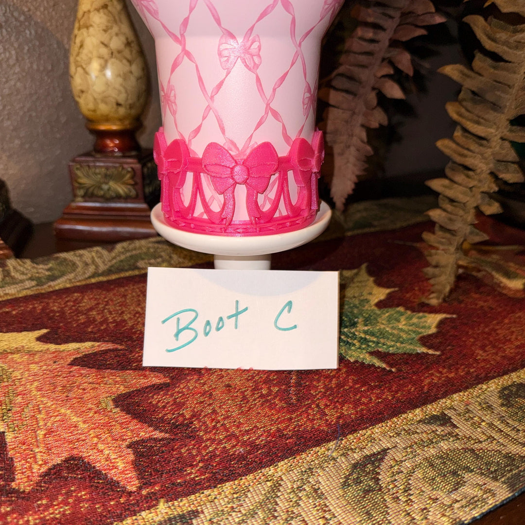 NEW Pink Punch LSF Coquette Ribbon Bow Tumbler Boot, lid topper, handle charms, Fits Stanley and other brands, Unique Accessories