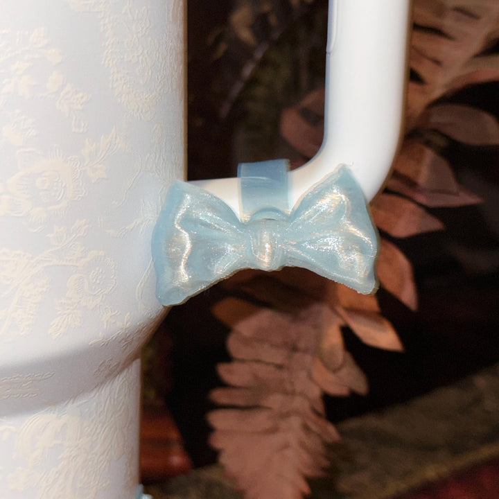 NEW Baby Blue Sparkle LSF Couquette Ribbon Bow Tumbler Boot, lid topper, handle charms, Fit the Love Shack Fancy Stanley, Unique Accessories
