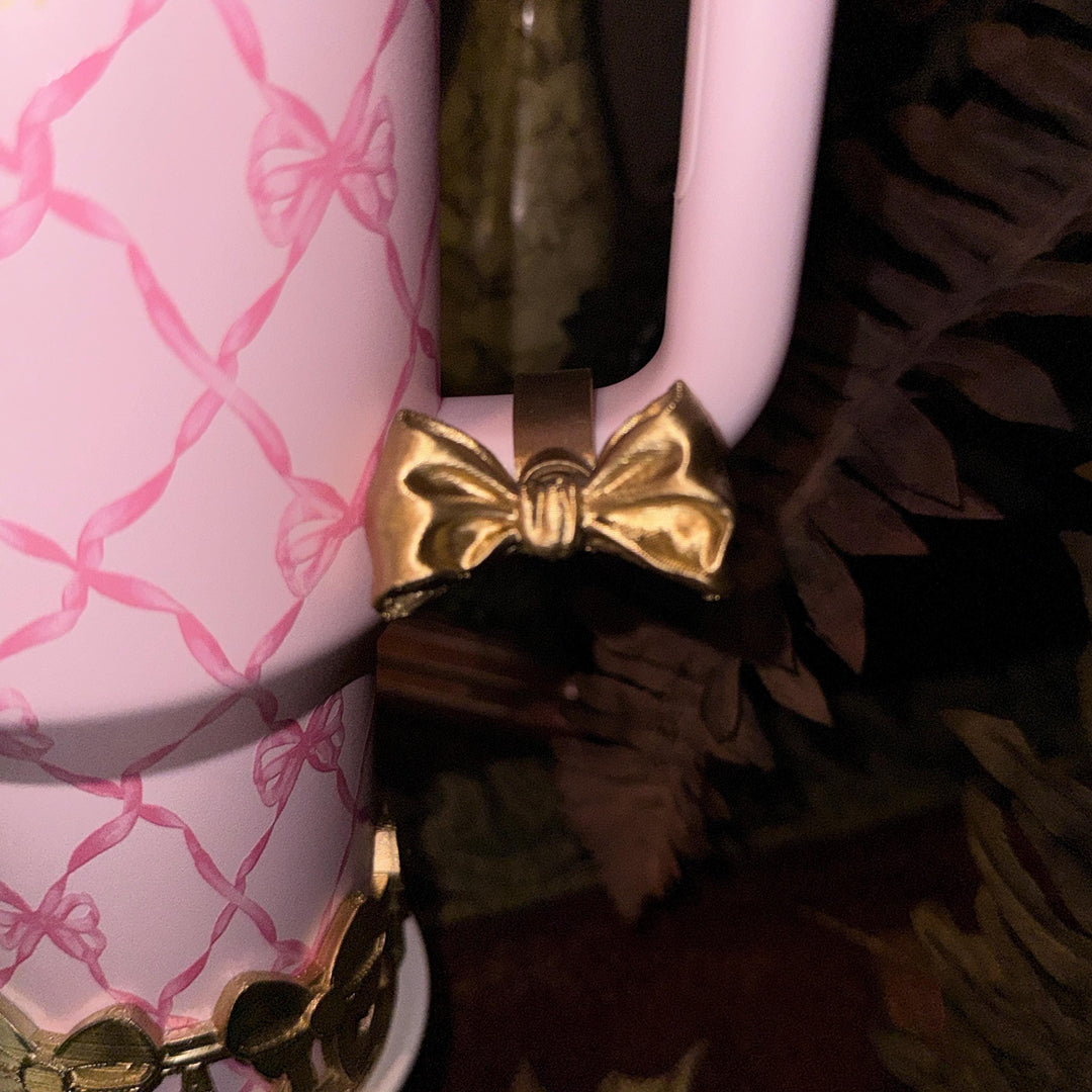 NEW Gold LSF Couquette Ribbon Bow Tumbler Boot, lid topper, handle charms, Fit the Love Shack Fancy Stanley, Unique Accessories