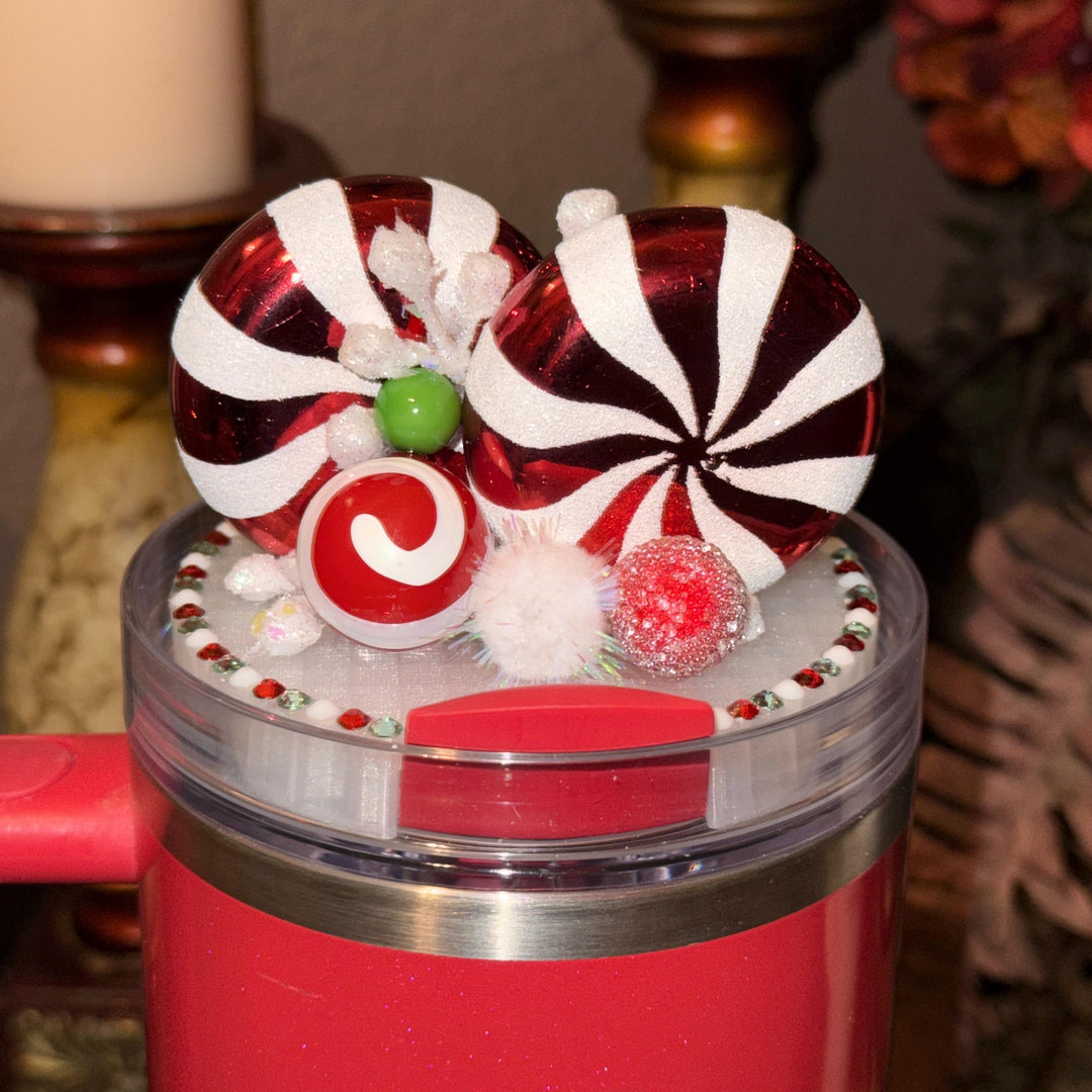 Whimsical Christmas Candy Topper, Merry Christmas Tumbler Topper 3D Decorative Lid, fits your Stanley tumbler lid, unique Christmas gift