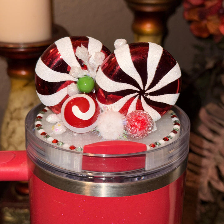 Whimsical Christmas Candy Topper, Merry Christmas Tumbler Topper 3D Decorative Lid, fits your Stanley tumbler lid, unique Christmas gift