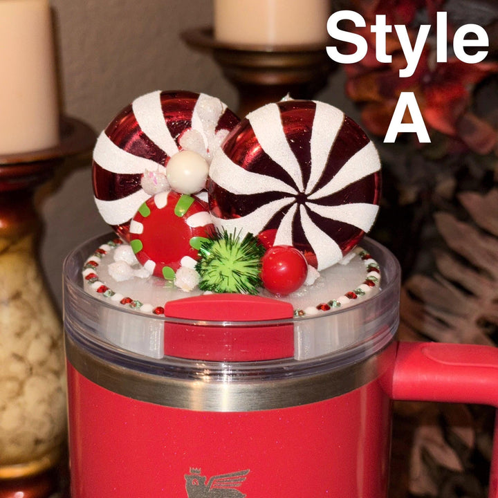 Whimsical Christmas Candy Topper, Merry Christmas Tumbler Topper 3D Decorative Lid, fits your Stanley tumbler lid, unique Christmas gift