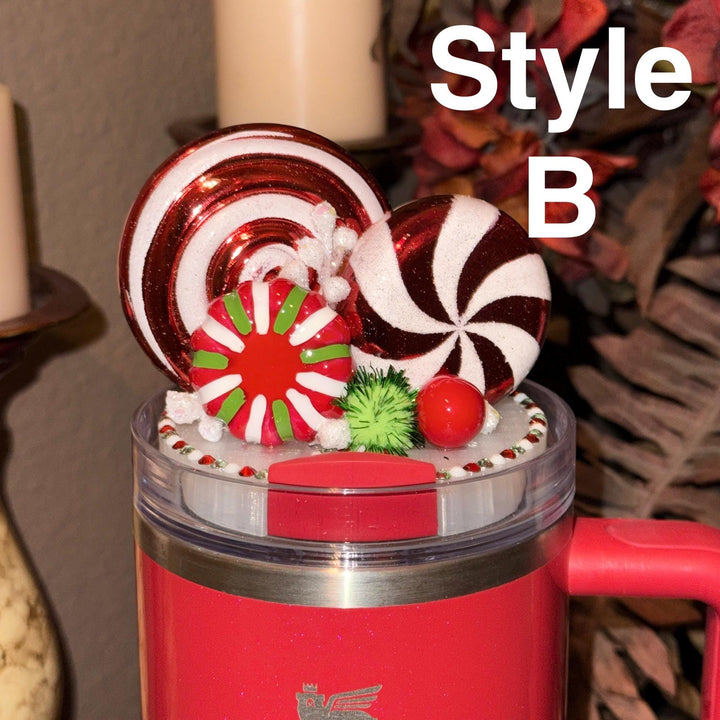 Whimsical Christmas Candy Topper, Merry Christmas Tumbler Topper 3D Decorative Lid, fits your Stanley tumbler lid, unique Christmas gift