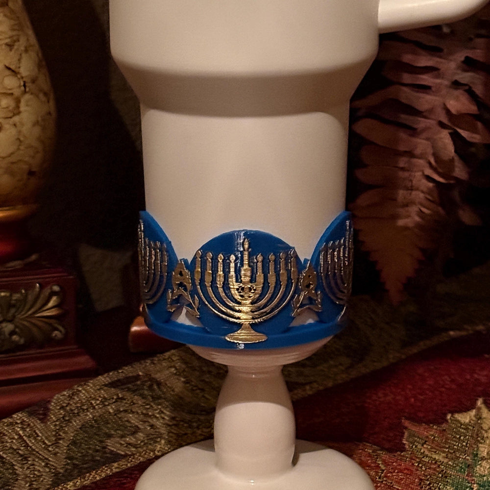 Hanukkah Menorah Jewish Holiday Ceremonial Tumbler Boot, Protective Sleeve, Stanley Tumbler Accessories