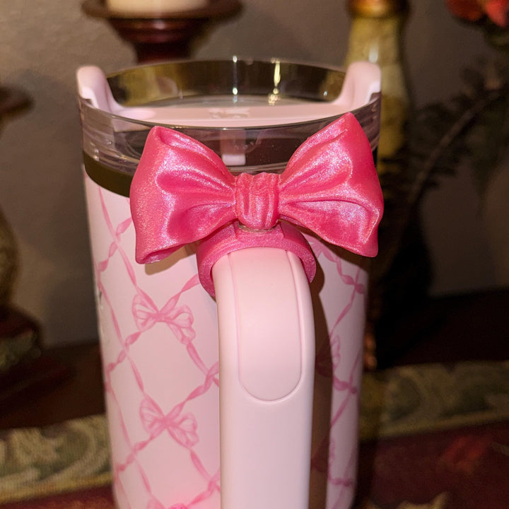 NEW Pink Punch LSF Couquette Ribbon Bow Tumbler Boot, lid topper, handle charms, Fit the Love Shack Fancy Stanley, Unique Accessories