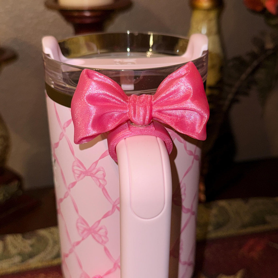 NEW Pink Punch LSF Couquette Ribbon Bow Tumbler Boot, lid topper, handle charms, Fit the Love Shack Fancy Stanley, Unique Accessories