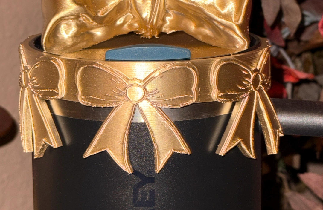 NEW Gold Coquette Bow Collection, Tumbler Boot, halo, middle bangle and handle charms, Shimmery Stylish Elegant, Fits Stanley Black Honey