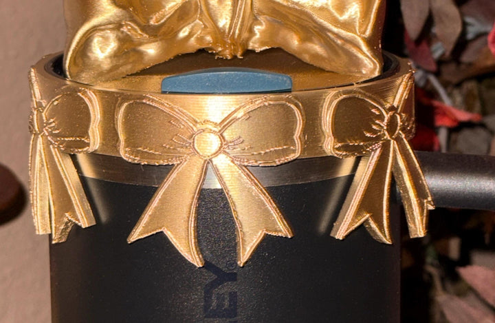 NEW Gold Coquette Bow Collection, Tumbler Boot, halo, middle bangle and handle charms, Shimmery Stylish Elegant, Fits Stanley Black Honey