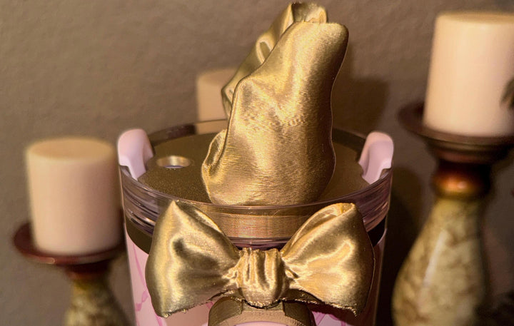 NEW Gold Coquette Bow Collection, Tumbler Boot, halo, middle bangle and handle charms, Shimmery Stylish Elegant, Fits Stanley Black Honey