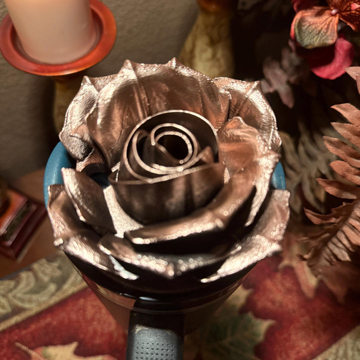 Black and Rose Gold 3D Rose Tumbler Topper that fit the new Stanley tumblers, 3D Decorative Lid