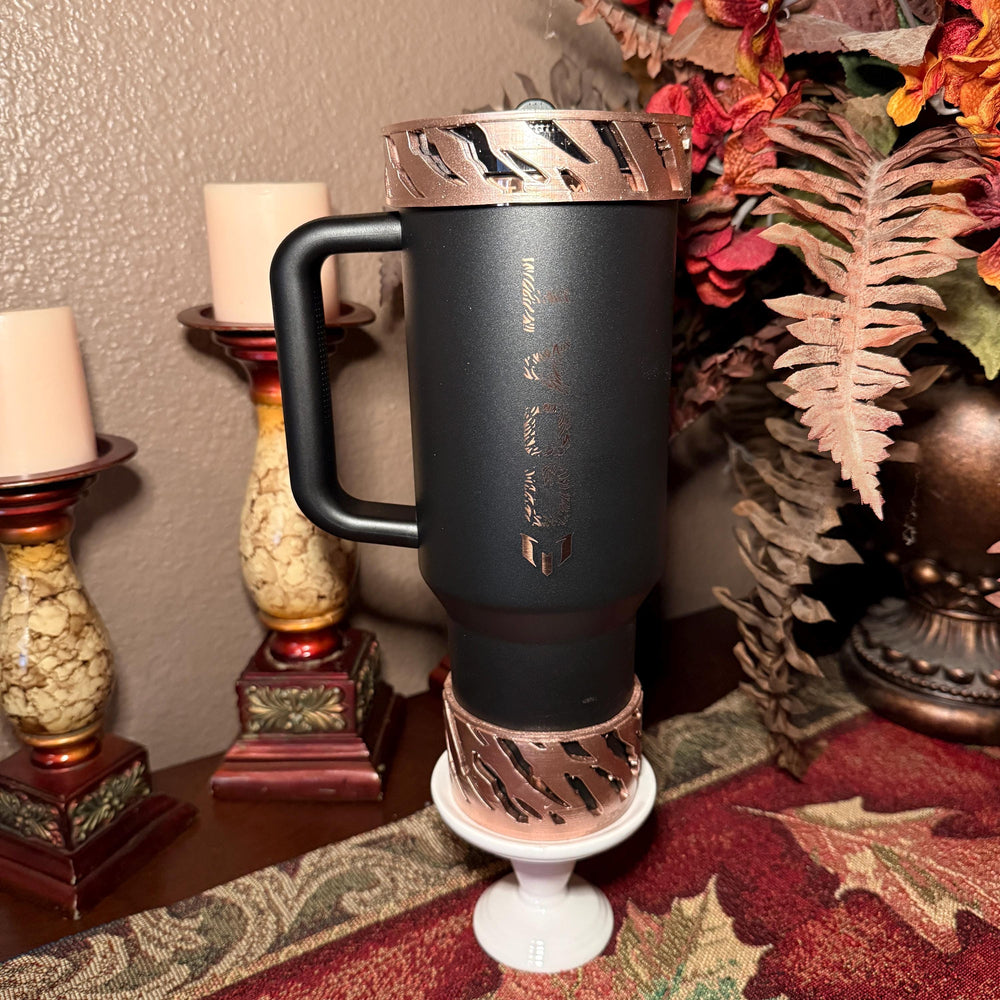 Tiger Stripe Black Rose Gold Tumbler Boots or halo, Fits Stanley, Soccer Star, Jersey 10, Argentina Soccer Accessories