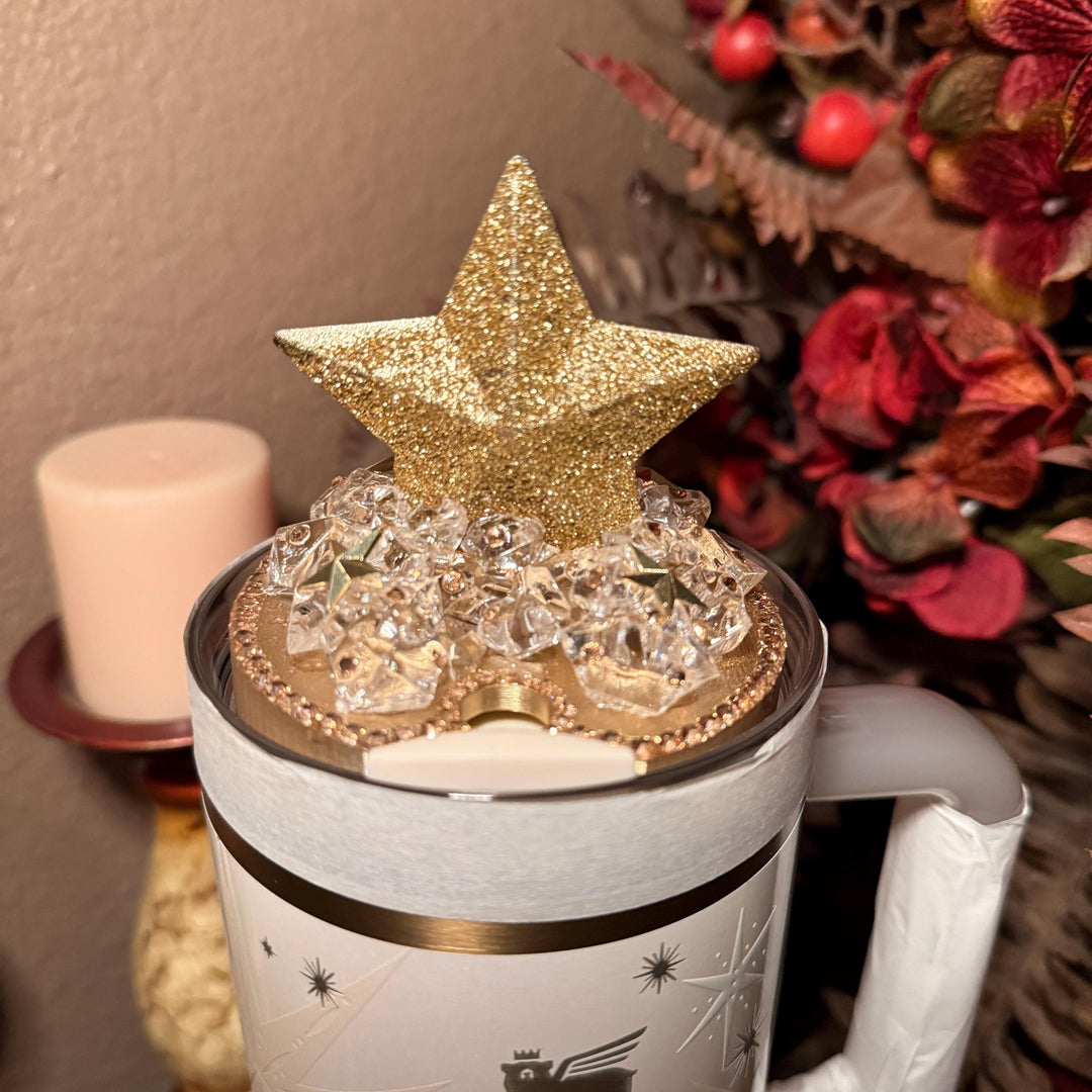 Gold White Nativity Scene Jesus Mary, Tumbler Boot or toppers, star handle charms, Stanley Tumbler Accessories, Starlight Shimmer