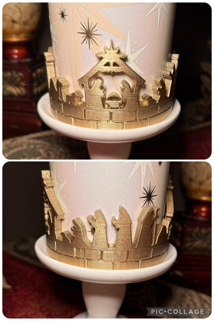 Gold White Nativity Scene Jesus Mary, Tumbler Boot or toppers, star handle charms, Stanley Tumbler Accessories, Starlight Shimmer