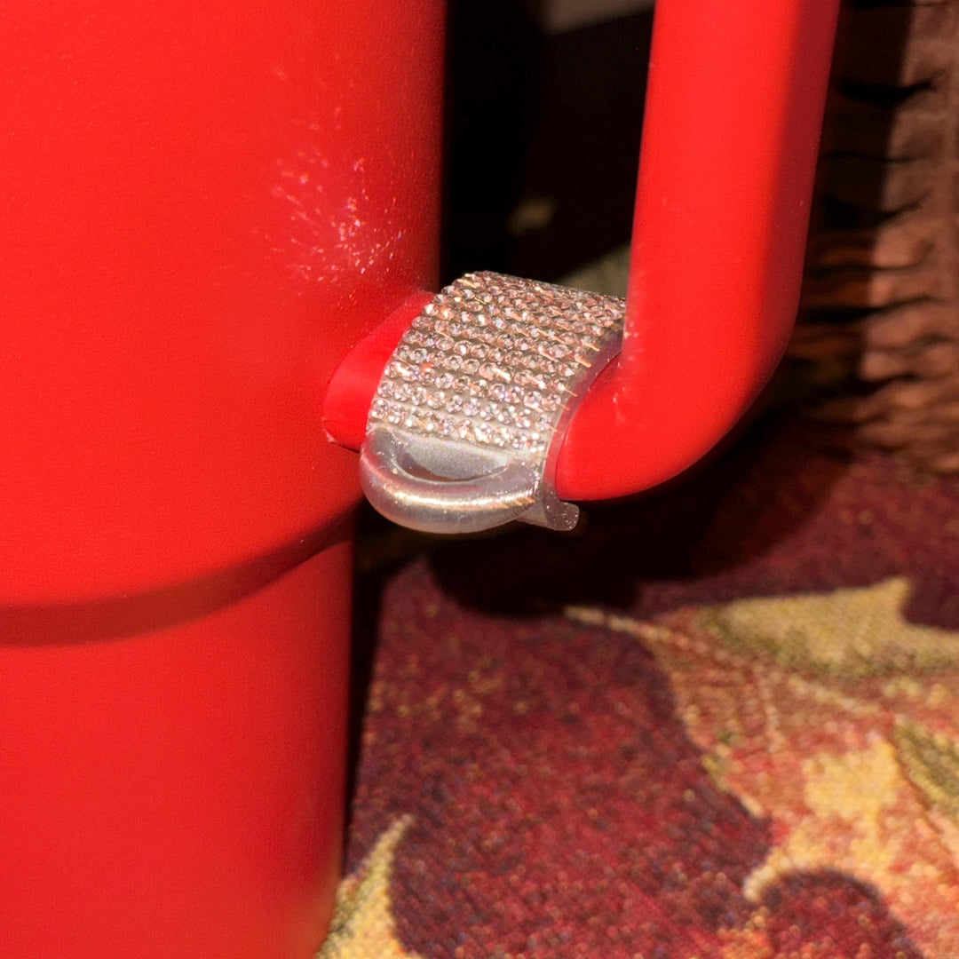 Silver Rhinestone Cup Handle Clip – Magnetic Tumbler Charm Accessory