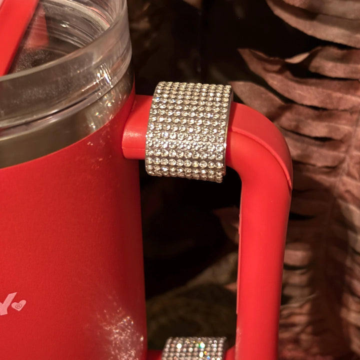 Silver Rhinestone Cup Handle Clip – Magnetic Tumbler Charm Accessory