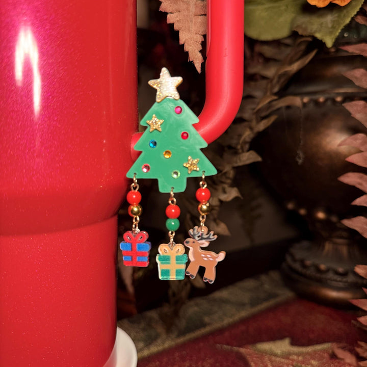Beautiful Christmas Tree Cup Handle Clip Magnetic Tumbler Charm Accessory, fit 20/30 or 40 oz tumblers, unique gift