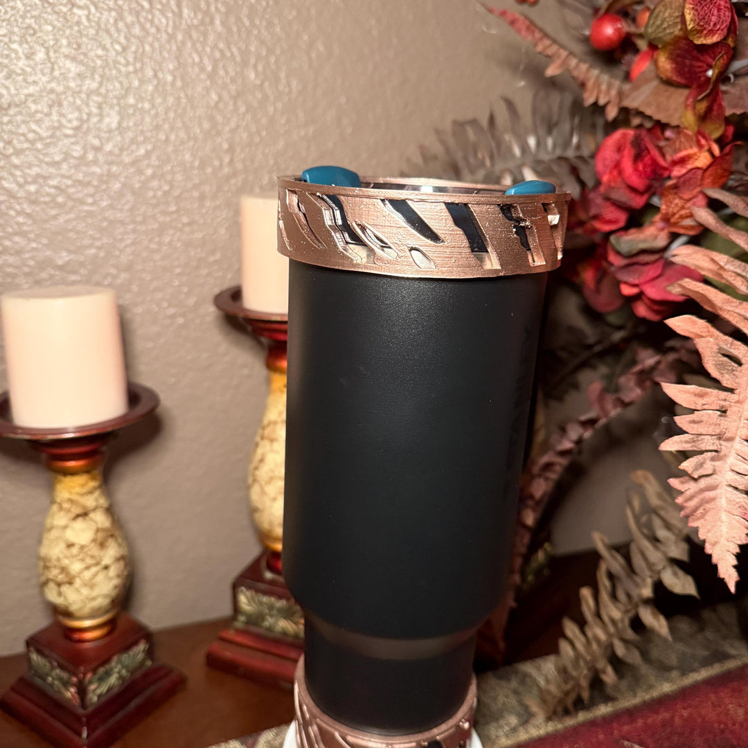 Tiger Stripe Black Rose Gold Tumbler Boots or halo, Fits Stanley, Soccer Star, Jersey 10, Argentina Soccer Accessories