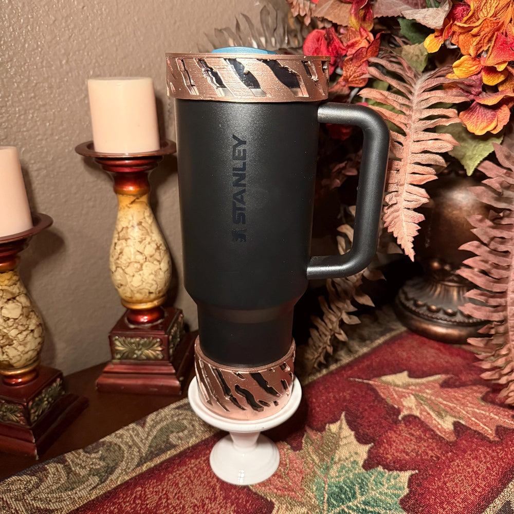 Tiger Stripe Black Rose Gold Tumbler Boots or halo, Fits Stanley, Soccer Star, Jersey 10, Argentina Soccer Accessories