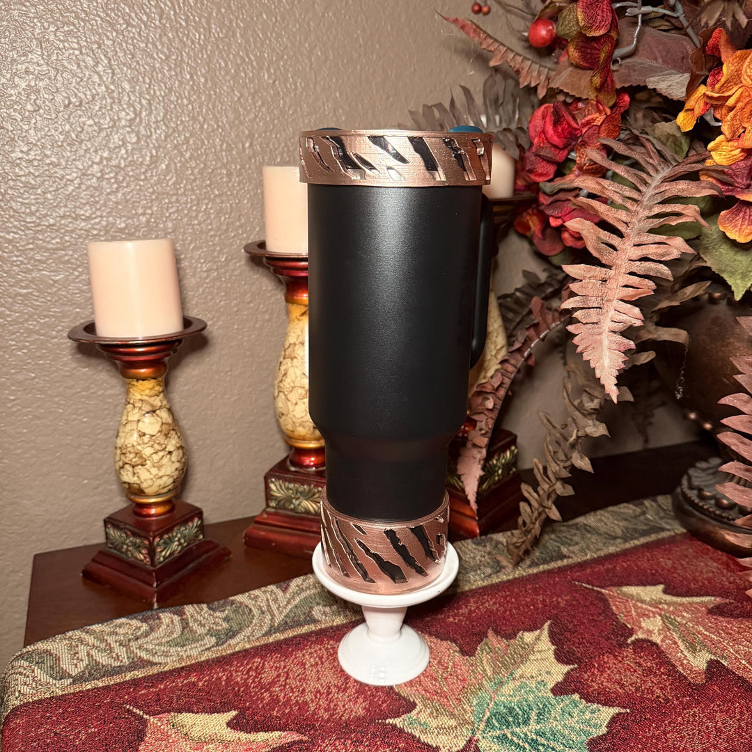 Tiger Stripe Black Rose Gold Tumbler Boots or halo, Fits Stanley, Soccer Star, Jersey 10, Argentina Soccer Accessories