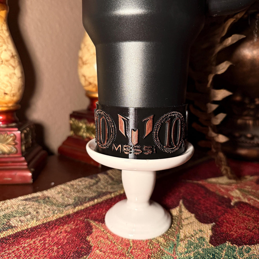 Black Rose Gold Emblem Tumbler Boot, Fits Stanley, Soccer Star, Jersey 10, Argentina Soccer Accessories
