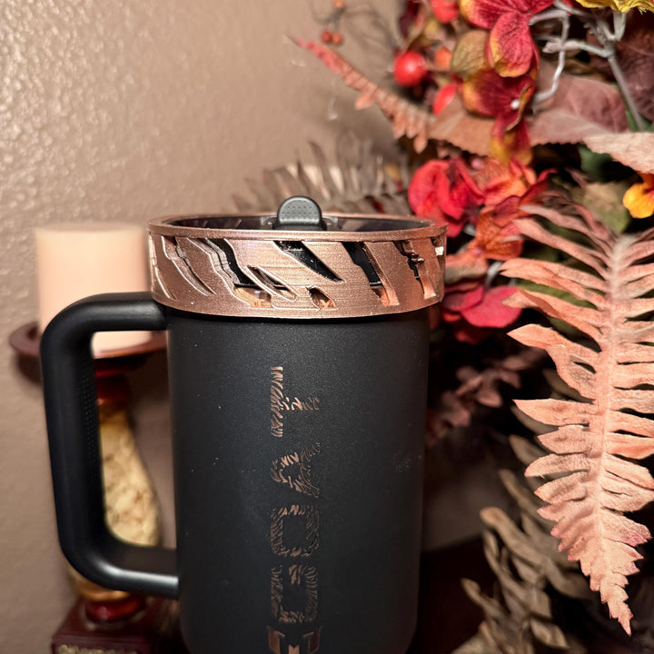 Tiger Stripe Black Rose Gold Tumbler Boots or halo, Fits Stanley, Soccer Star, Jersey 10, Argentina Soccer Accessories