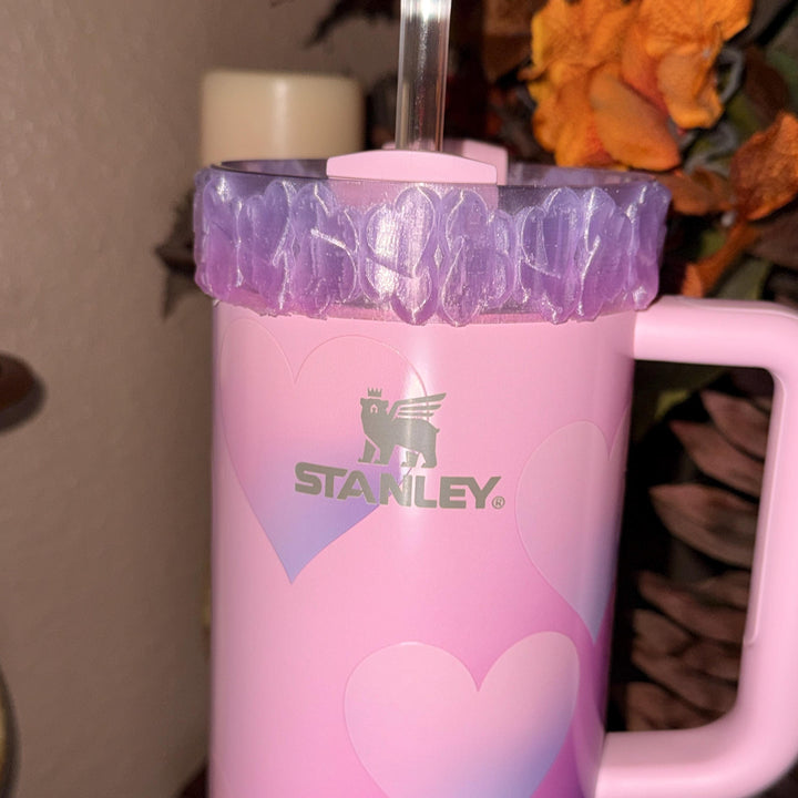 Pink and Purple Ombre Valentine Heart Cluster Tumbler Boot, Protective Sleeve, Boot, Halo, and Bangle, fits 20 30 or 40 oz Stanley