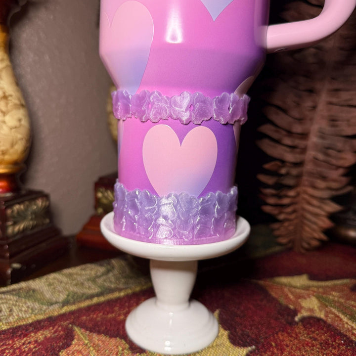 Pink and Purple Ombre Valentine Heart Cluster Tumbler Boot, Protective Sleeve, Boot, Halo, and Bangle, fits 20 30 or 40 oz Stanley