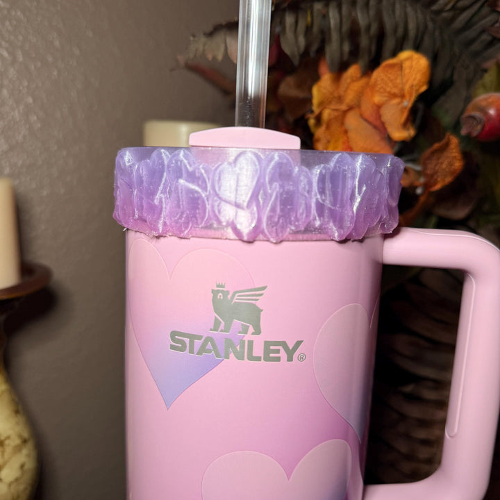 Pink and Purple Ombre Valentine Heart Cluster Tumbler Boot, Protective Sleeve, Boot, Halo, and Bangle, fits 20 30 or 40 oz Stanley