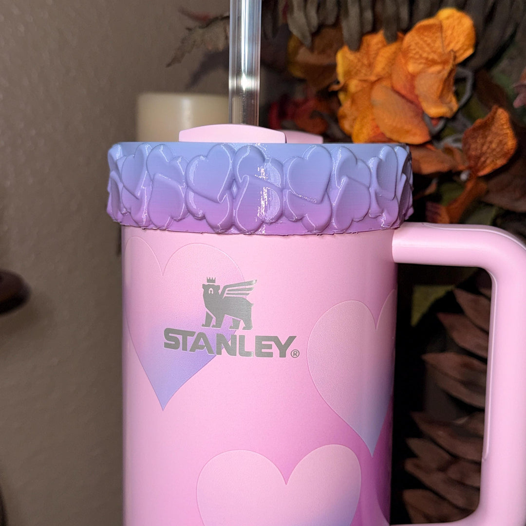 Mermaid Ombre Valentine Heart Cluster Tumbler Boot, Protective Sleeve, Boot, Halo, and Bangle, fits 20 30 or 40 oz Stanley