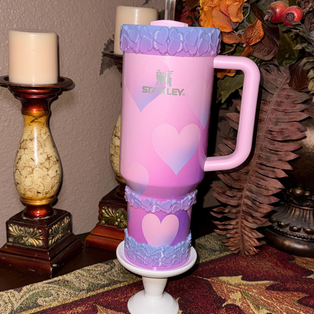 Mermaid Ombre Valentine Heart Cluster Tumbler Boot, Protective Sleeve, Boot, Halo, and Bangle, fits 20 30 or 40 oz Stanley
