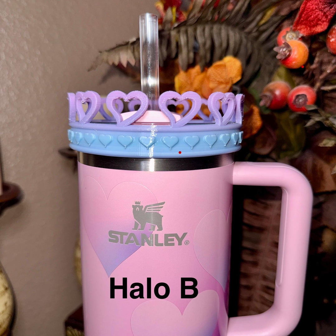 Mermaid Pink Lavender Blue Ombre Valentine Heart Cluster Tumbler Boot, Halo, and Bangle, fits 20 30 or 40 oz Stanley