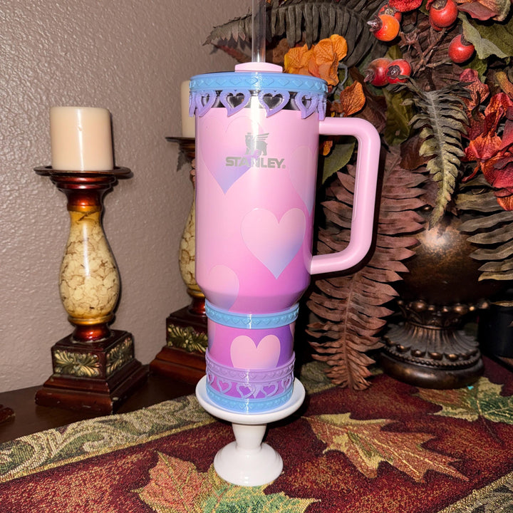 Mermaid Pink Lavender Blue Ombre Valentine Heart Cluster Tumbler Boot, Halo, and Bangle, fits 20 30 or 40 oz Stanley