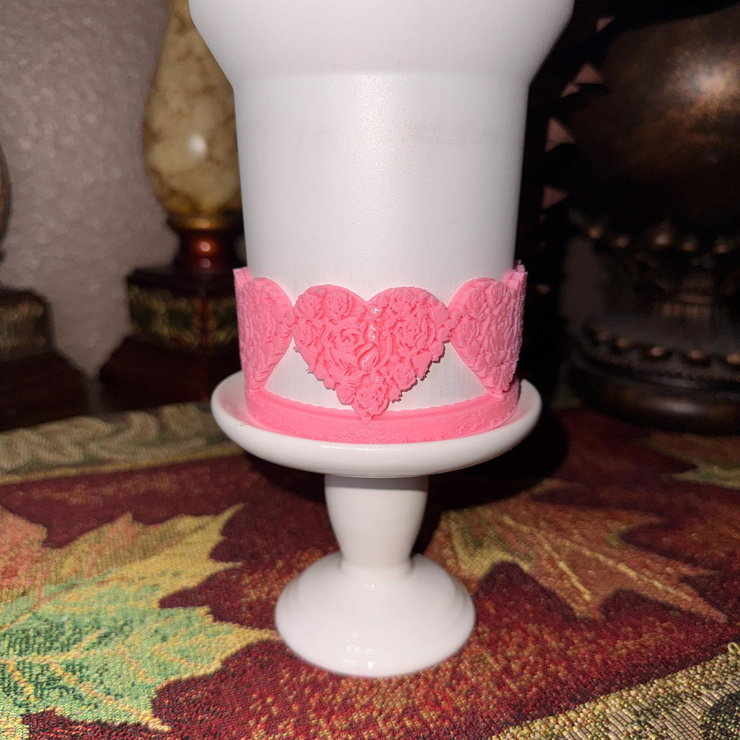 Rose Embossed Valentine Heart Tumbler Boot, Red White Pink Lavender, Protective Sleeve, HOT SELLER