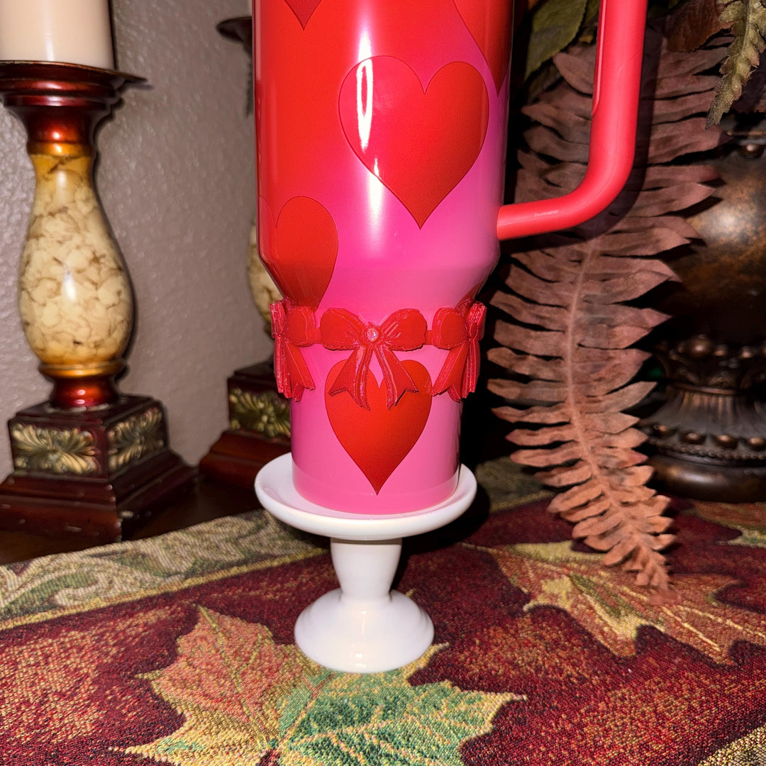 Beautiful Red Bow Lid Halo Bangle and Boot for Stanley tumblers, Tumbler Sleeves, custom colors
